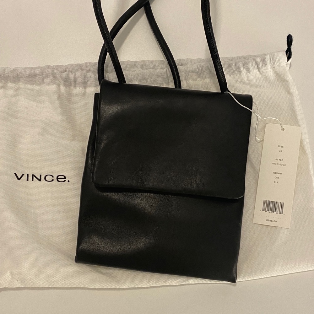Vince black exclusive leather cross body new